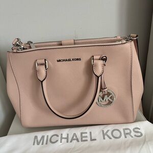 Michael Kors Blush Pink Saffiano Satchel with MK Charm